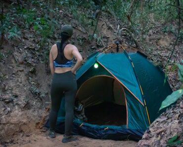 Solo Overnight Trip – Survival Winter Camping in Rainforest – Living Alone