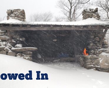 Stone Shelter Camping in a Snow Storm