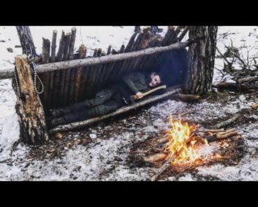 Can You Survive with Axe Only? No Gear Survival Challenge in Snow Shelter
