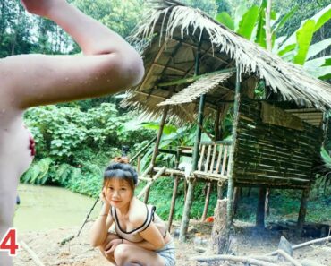 Solo Bushcraft, Digging a Shelter, Building an Outdoor Kitchen, A Girl Camping Alone  Free Bushcraft