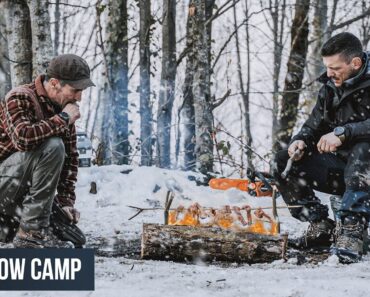 Hot Tent Camping at -15 Snowing | COOKING OUTDOOR DIY ASMR