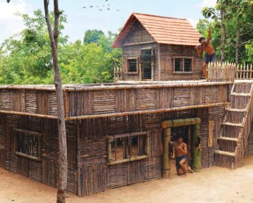 Building The Most Beautiful Survival House Villa By Primitive Skills