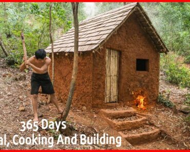 365 Days How I Survival, Cooking And Building In The Rain Forest – Full Video