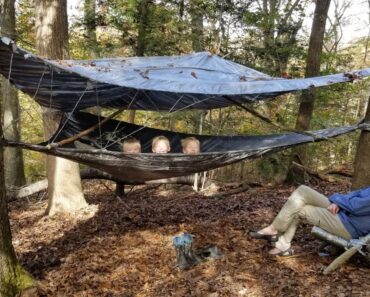 Duct Tape Hammock Tent Camping + Rabbit Catch & Cook (Duct Tape Survival Shelter Challenge)
