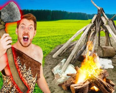 SOLO SURVIVAL CHALLENGE! *PRIMITIVE TOOLS ONLY*