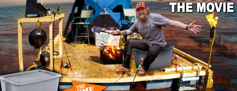 Building a Home Depot Tote Float & Surviving 7 Days – WaterWorld Survival Challenge The Movie