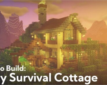 Minecraft | How to Build Cozy Survival Cottage With Greenhouse