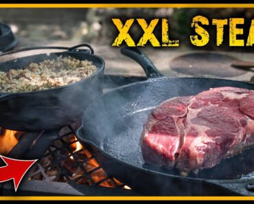 XXL Highrib Steak und Pilzrisotto kochen – Outdoor Bushcraft Survival Deutschland