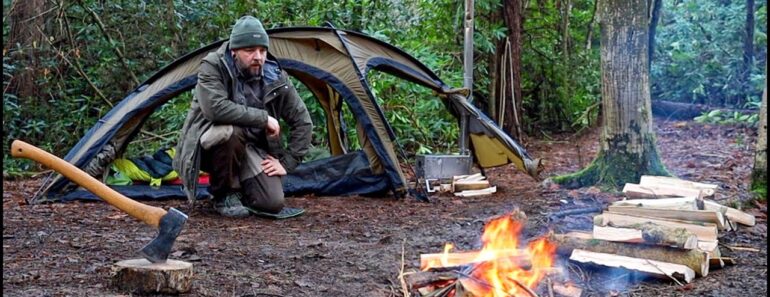 Solo Hot Tent Camping in Winter