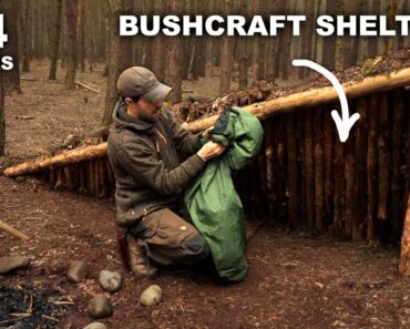 24 HOURS: Sleeping in Low Profile Survival Shelter | British Military MRE Rations | Bushcraft