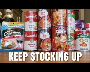 food shortage, price increases, shrinkflation, fuel cost – prepper pantry