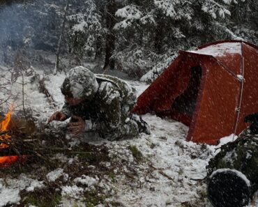 2 DAY Solo Winter Camping in Blizzard Snow, Survival in Snow Forest, Sub-Zero, Extreme Windstorm