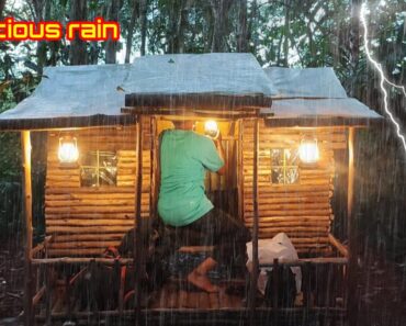 camping hujan deras bushcraft survival membangun shelter sederhana  Relaxing Rain Sound