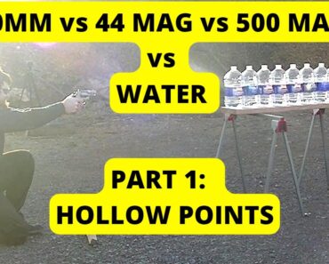 10mm vs 44 Magnum vs 500 S&W Magnum vs Water, Part 1 – Hollow Points