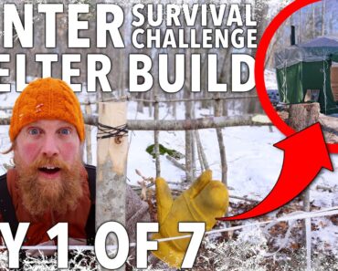 Winter Survival Yurt Shelter Build | Maine Arctic Blast Survival Challenge Day 1 of 7 Overnight!