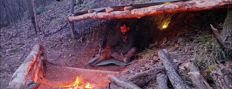 Solo Bushcraft Camping and Outdoor ASMR Cooking  in the Wild – Survival Skills, Nature Sounds