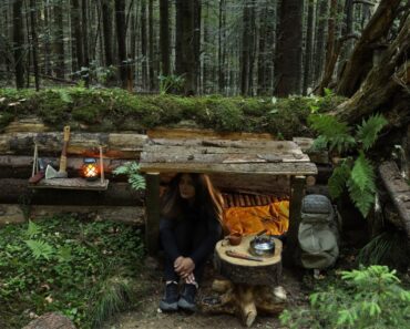 Build survival BUNKER in the Wild | Overnight bushcraft camp alone | Outdoor cooking