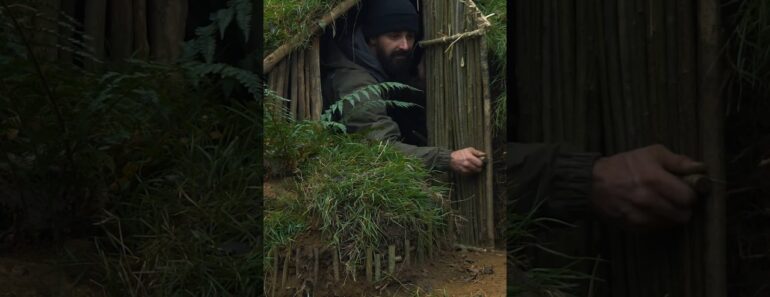 Building warm survival shelter. #shorts Building warm survival shelter. #shorts